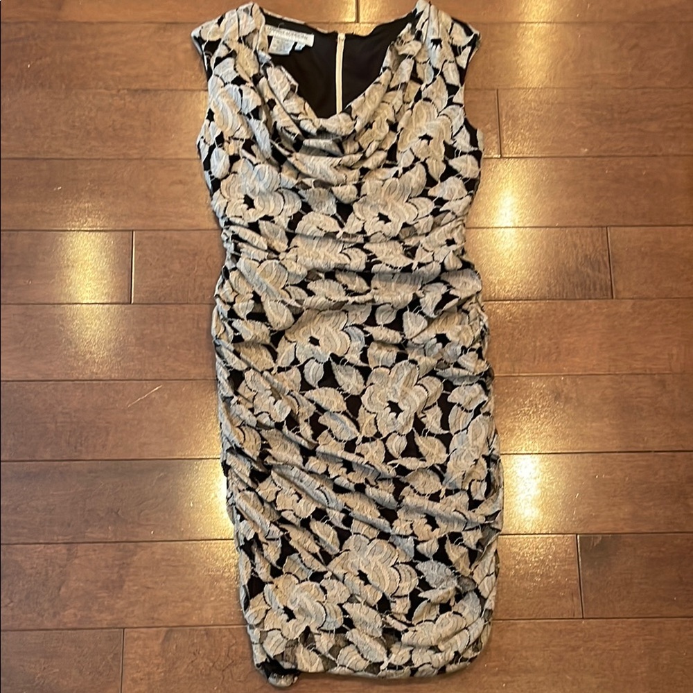 Floral Black and Cream Dress